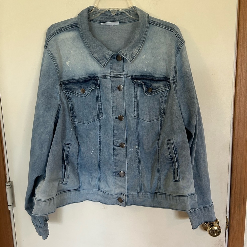Lane Bryant size 24 denim light wash bleached manufactured details stretchy